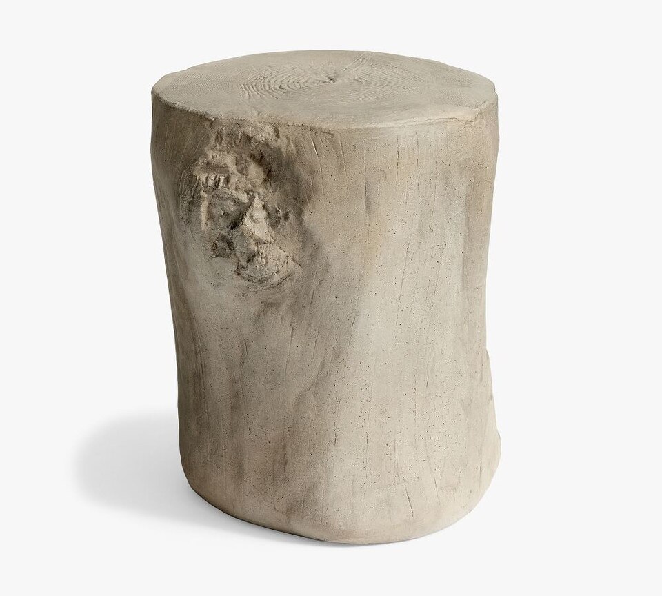 Faux Bois 36 cm Stump Accent Table, Whitewash