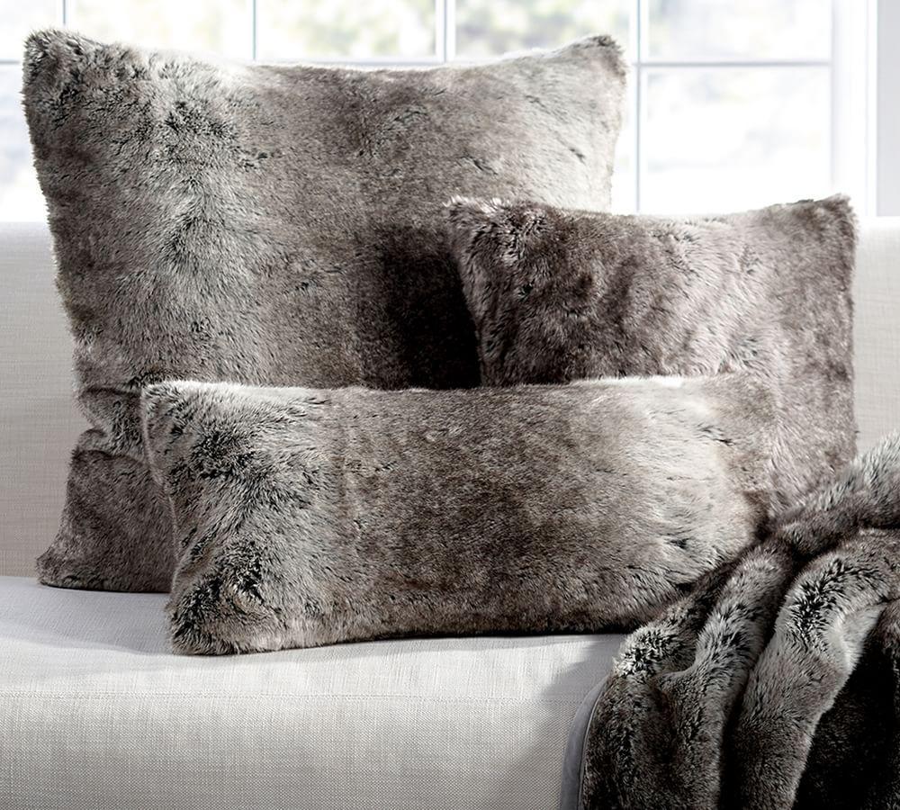 pottery barn faux fur pillow cover