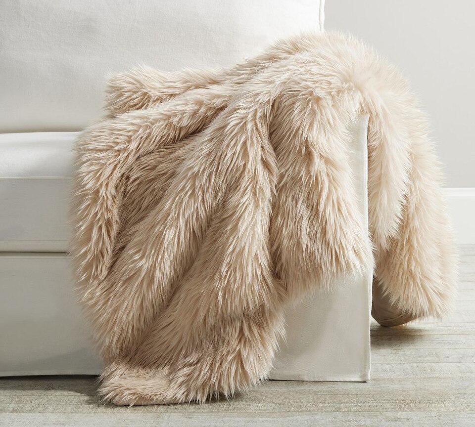 Faux Real Fur Throw