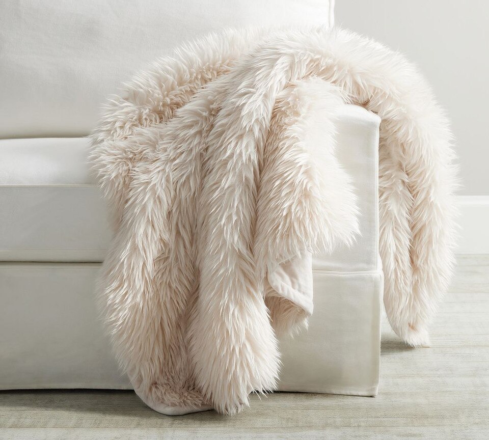 Faux Real Fur Throw