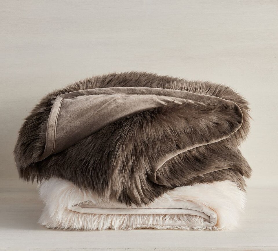 Faux Real Fur Throw