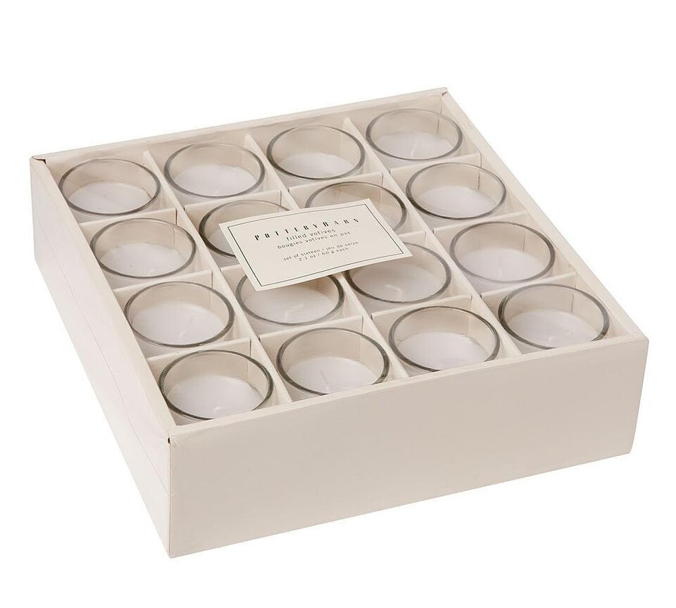 Filled Glass Votive Candle, Set of 16