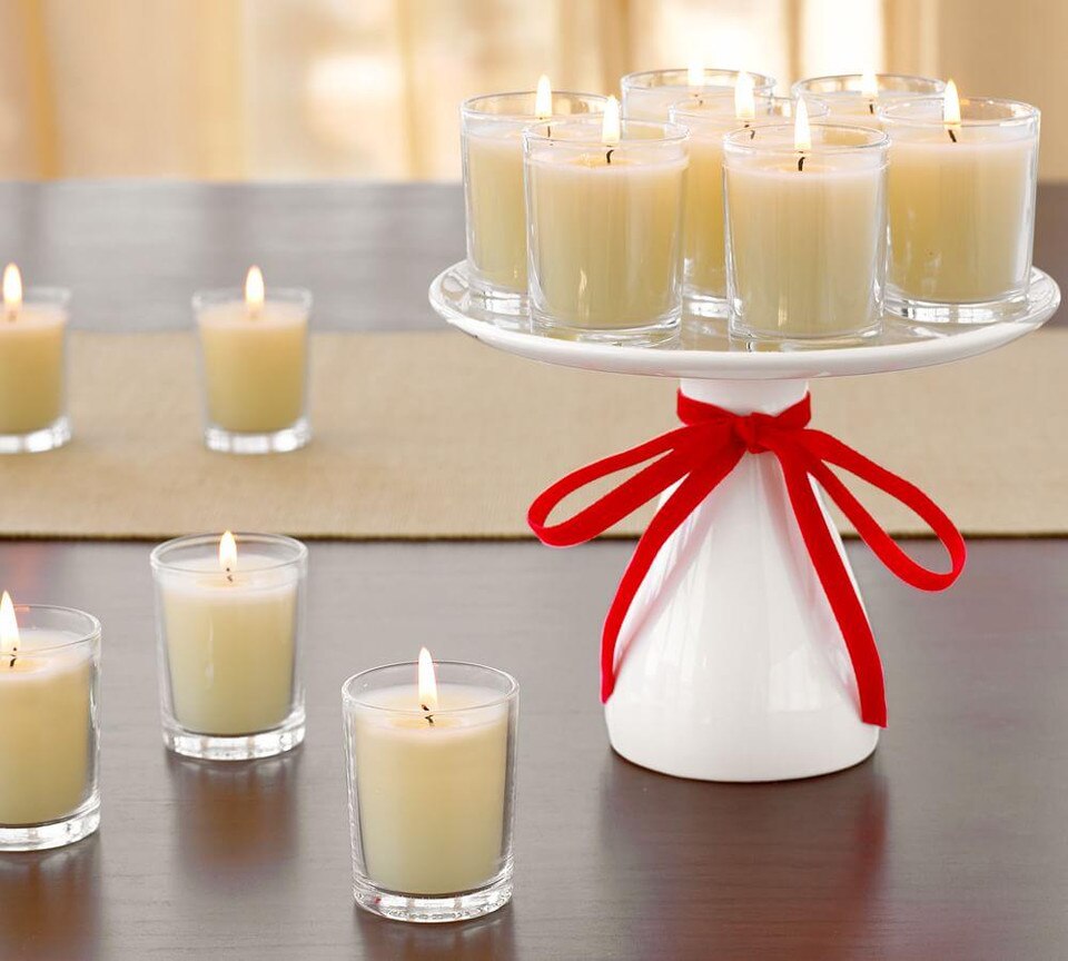 Filled Glass Votive Candle, Set of 16