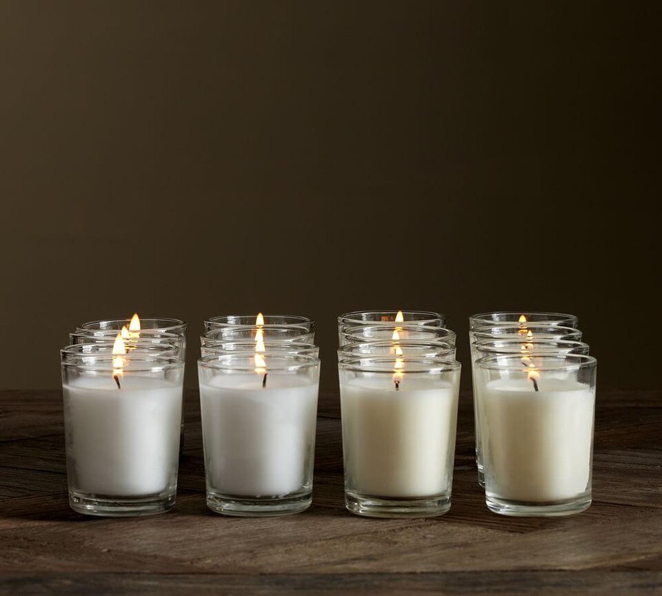 Filled Glass Votive Candle, Set of 16