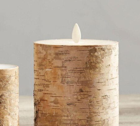 Premium Flicker Flameless Birch Wax Pillar Candle Pottery Barn