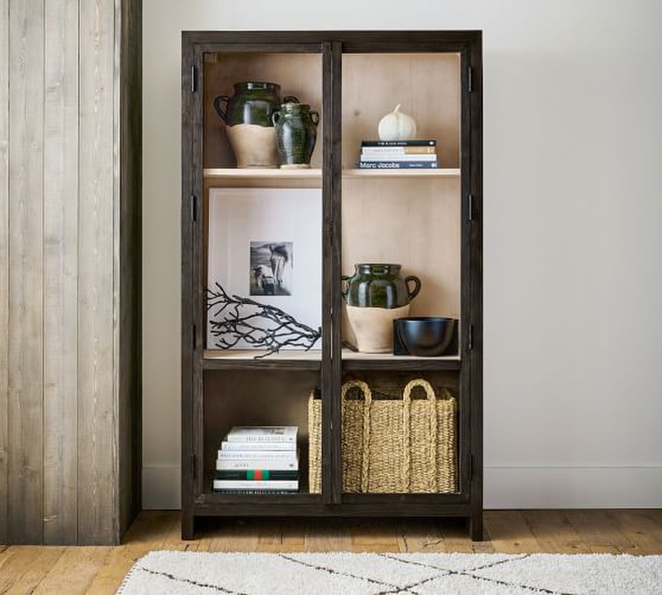 Folsom Glass Storage Cabinet, Charcoal
