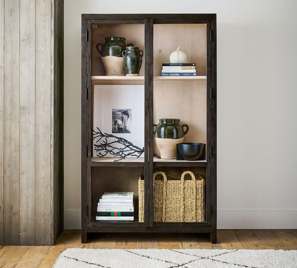 Folsom Glass Storage Cabinet, Charcoal