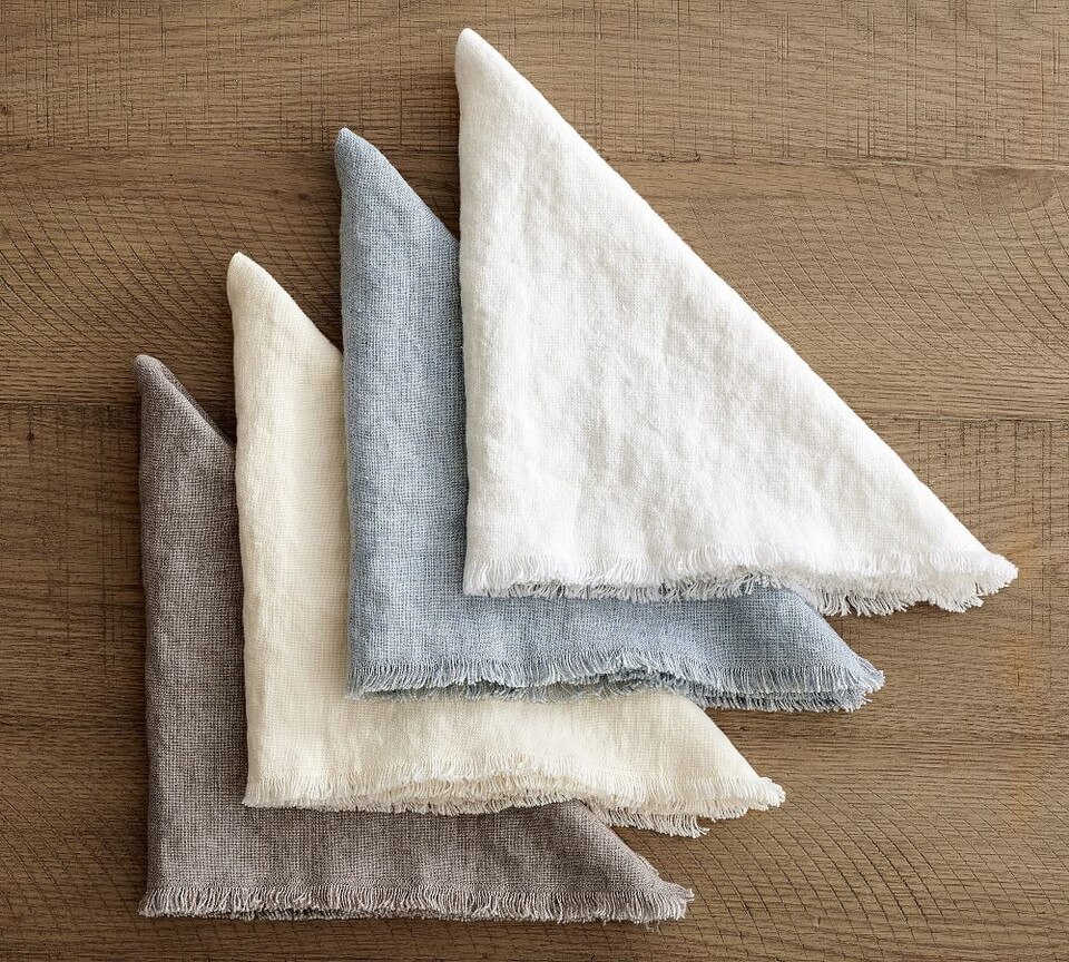 undefined | Frayed Oversized Linen Napkins