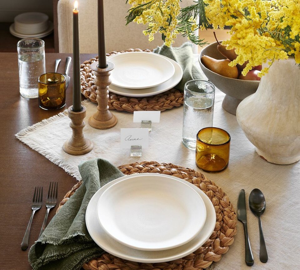 Frayed Linen Table Throw