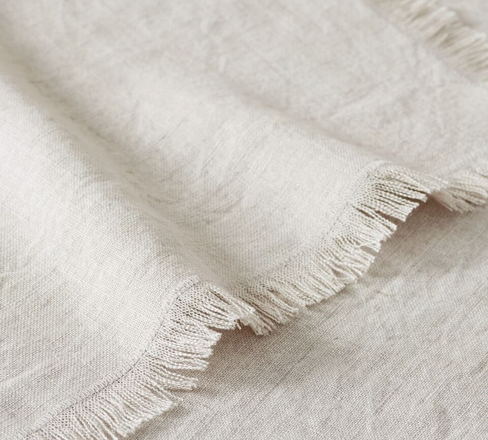 Frayed Linen Table Throw