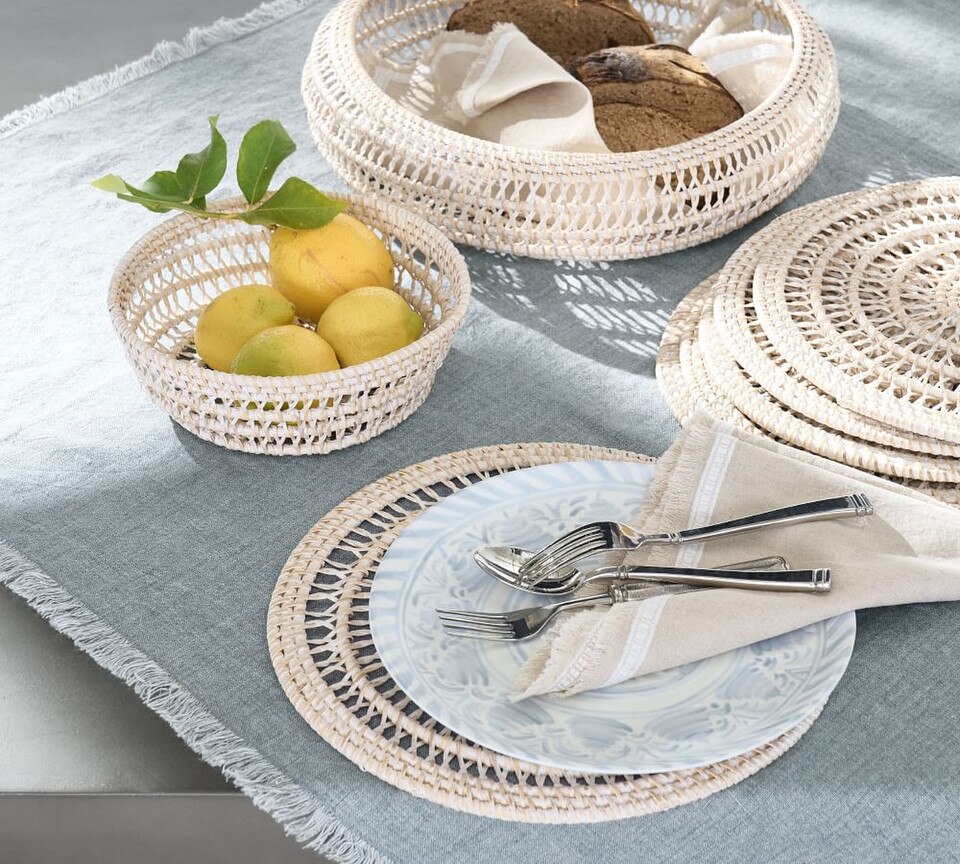 Frayed Linen Table Throw