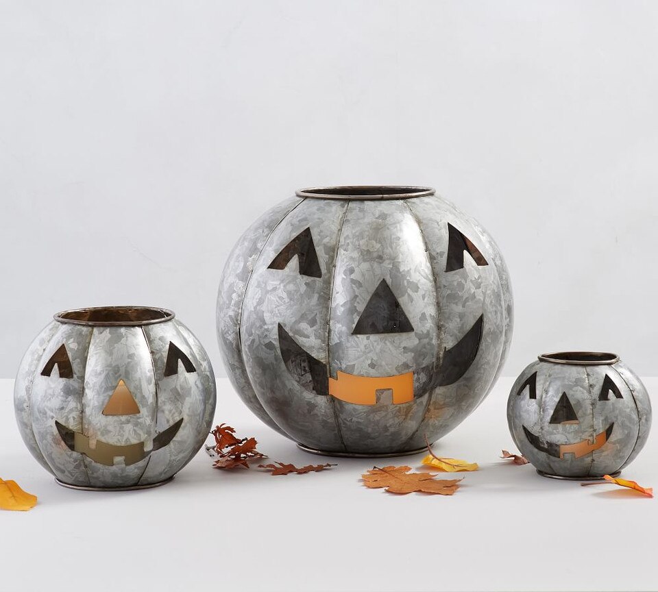Galvanized Metal Jack O'Lanterns