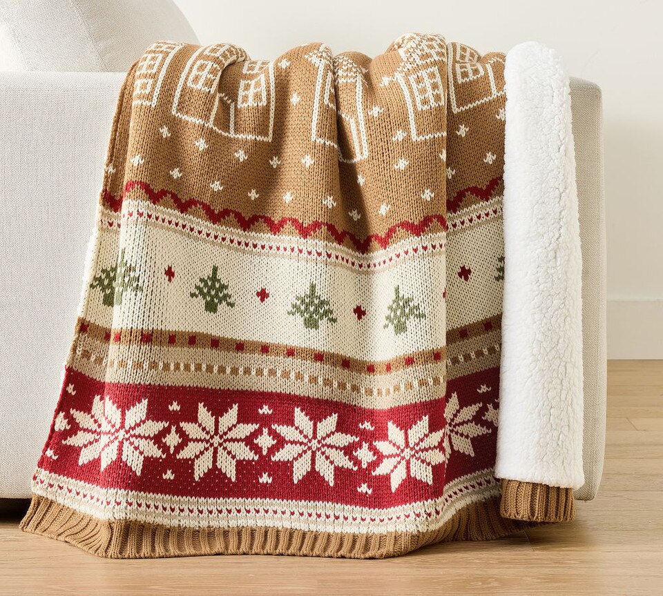 Gingerbread House Jacquard Fair Throw | Pottery Barn Australia