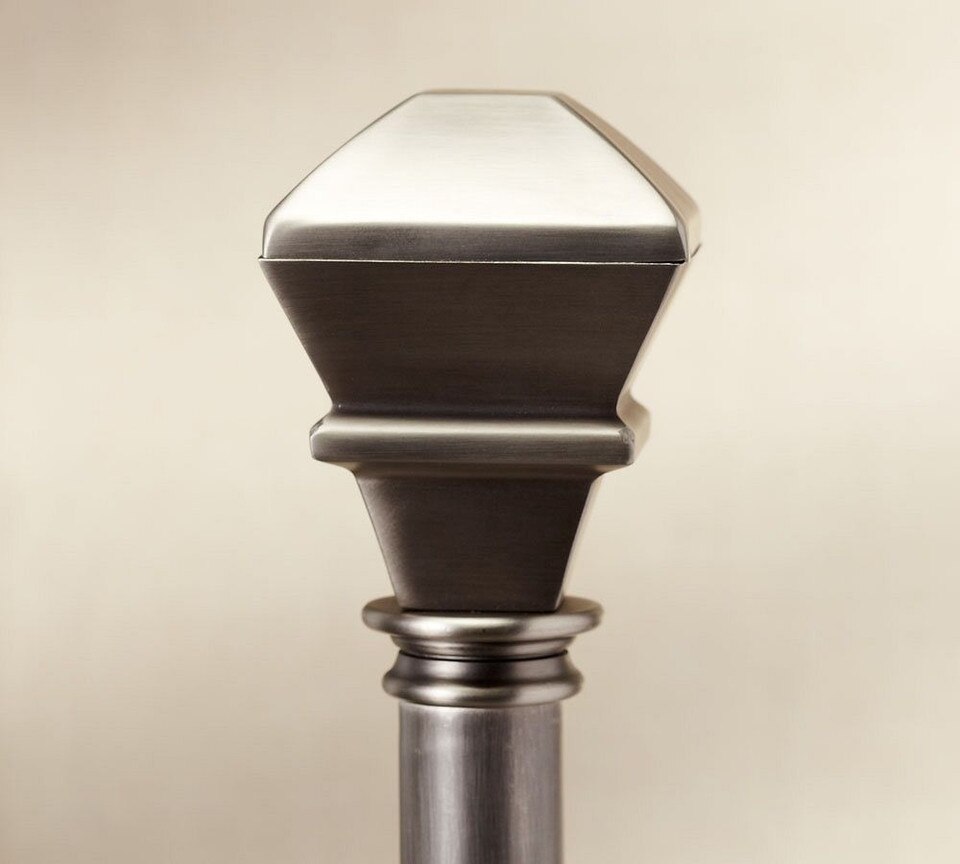 PB Standard Square Finial & Curtain Rod - Pewter Finish