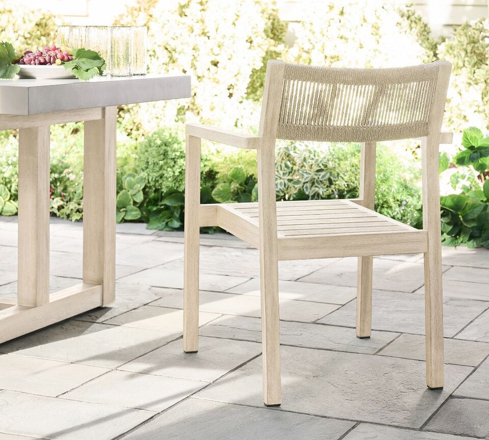 Indio Coastal Mahogany Rope Stackable Outdoor Dining Chair