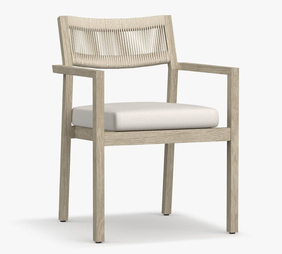 Indio Coastal Mahogany Rope Stackable Outdoor Dining Chair
