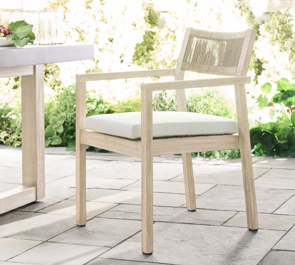 Indio Coastal Mahogany Rope Stackable Outdoor Dining Chair