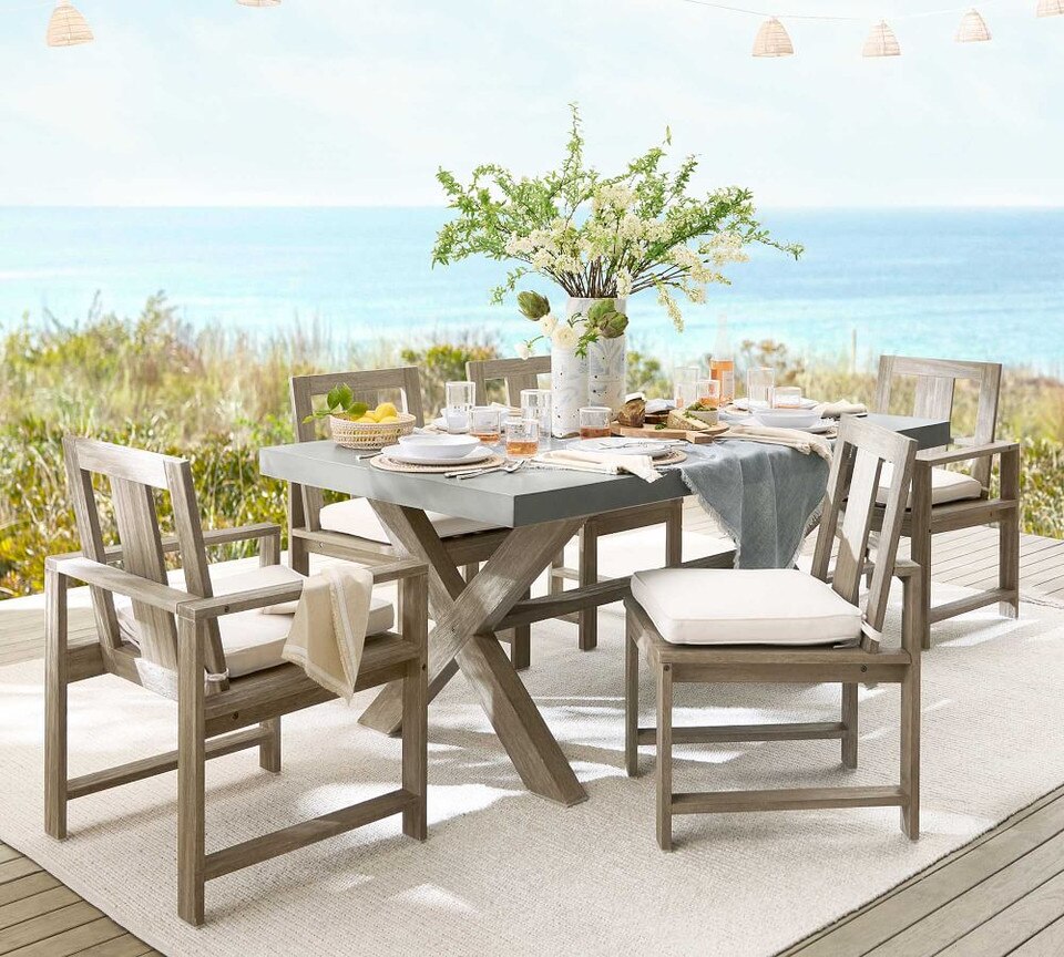 Indio FSC® Eucalyptus Dining & Armchairs, Grey Driftwood