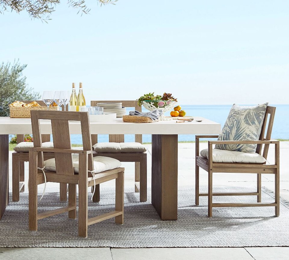 Indio FSC® Eucalyptus Dining & Armchairs, Grey Driftwood