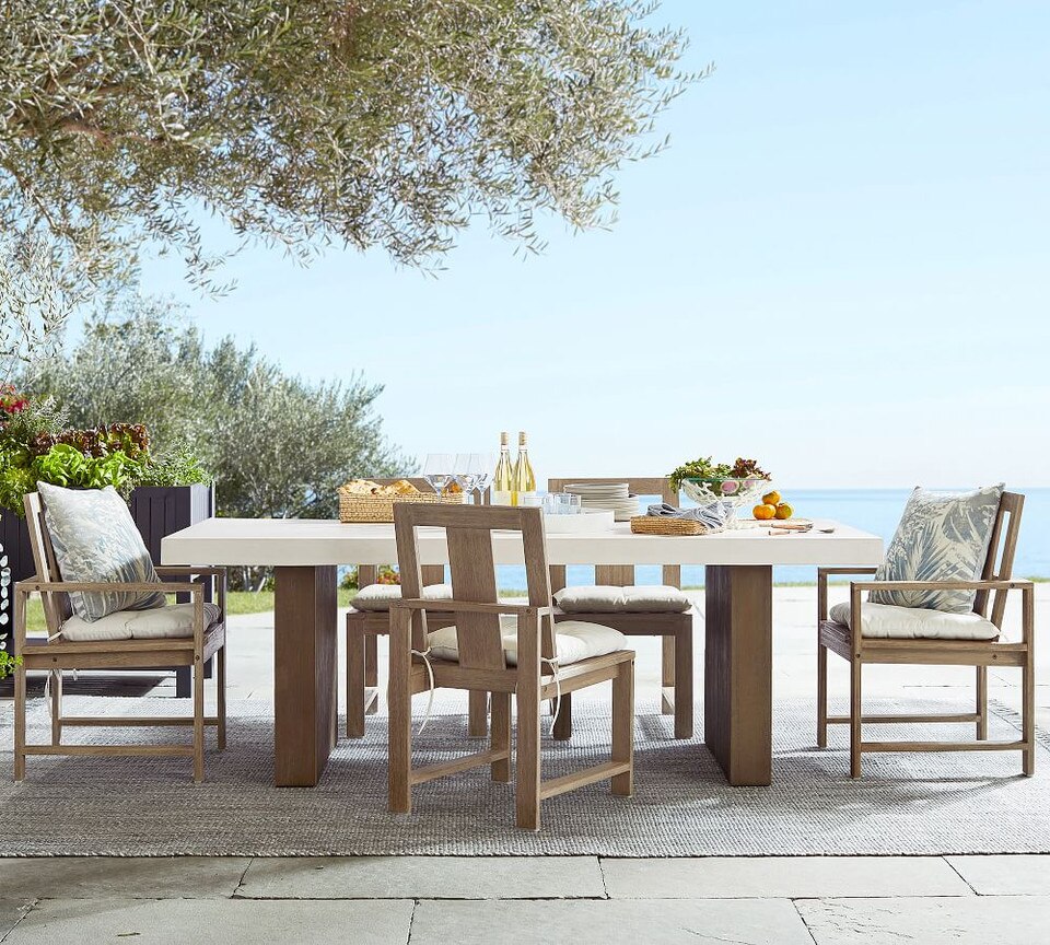 Indio FSC® Eucalyptus Dining & Armchairs, Grey Driftwood