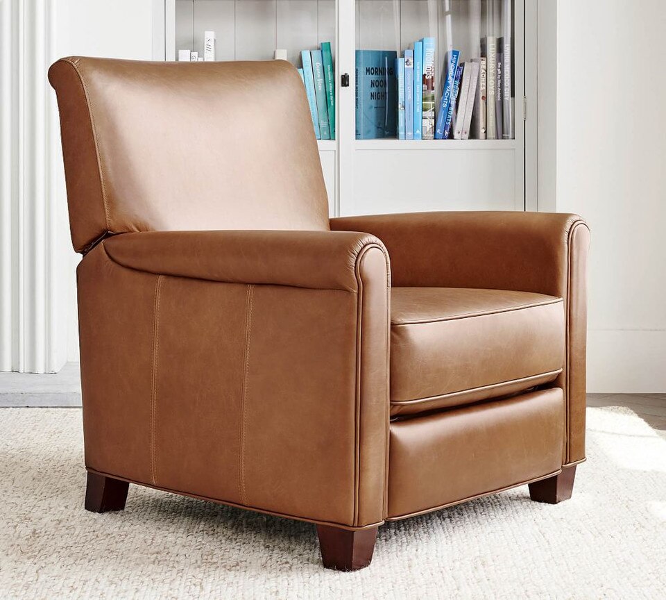 Irving Roll Arm Leather Recliner