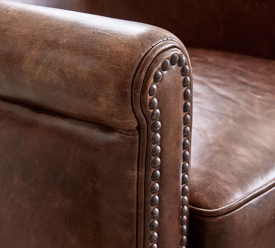 Irving Roll Arm Leather Recliner