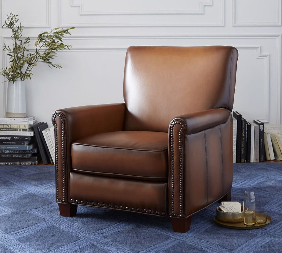 Irving Roll Arm Leather Recliner