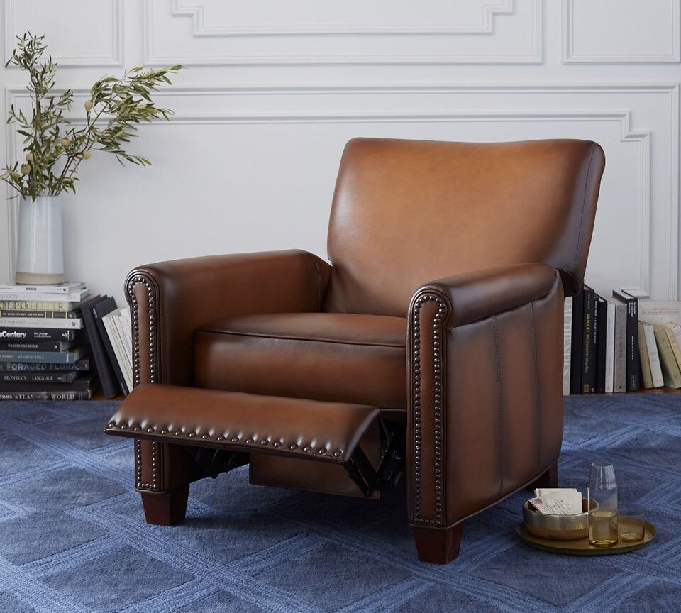 Irving Roll Arm Leather Recliner