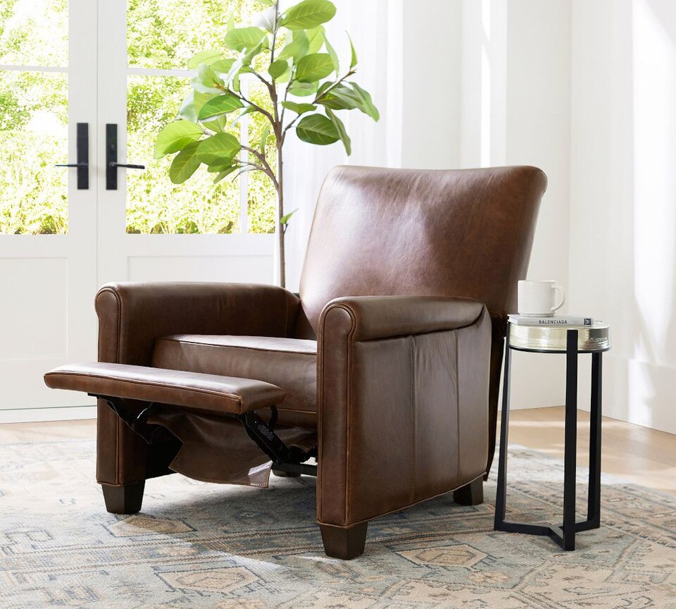 Irving Roll Arm Leather Recliner