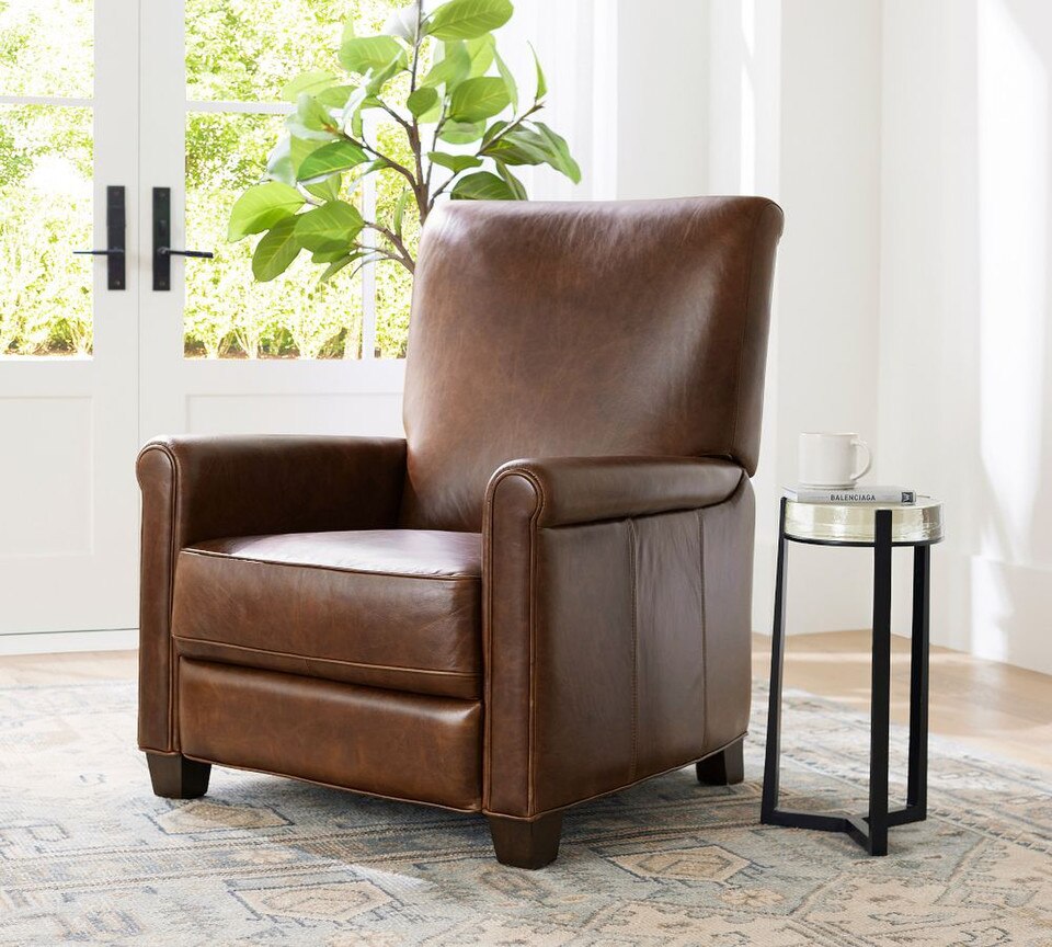 Irving Roll Arm Leather Recliner