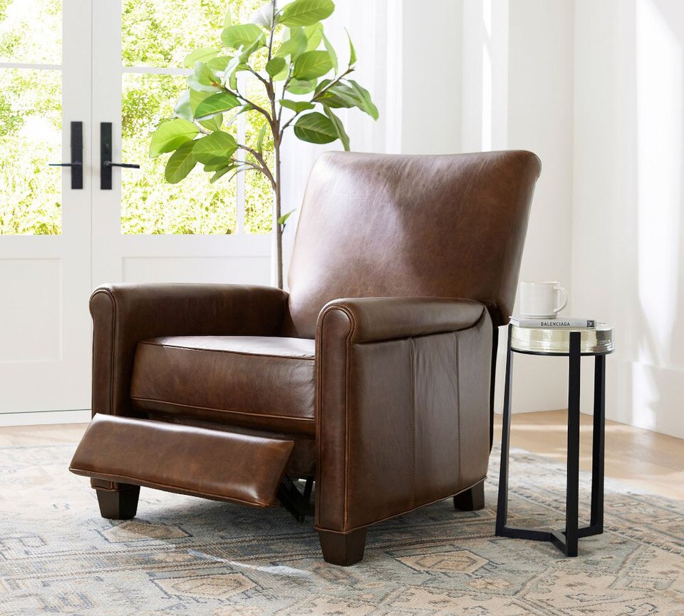 Irving Roll Arm Leather Recliner