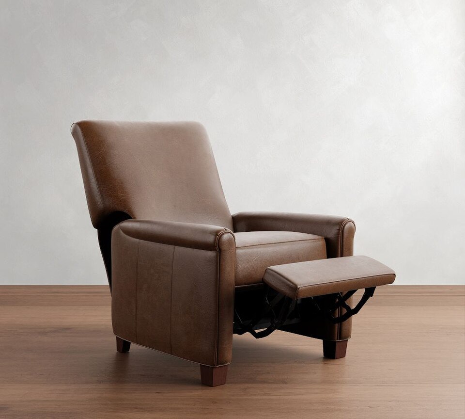 Irving Roll Arm Leather Recliner