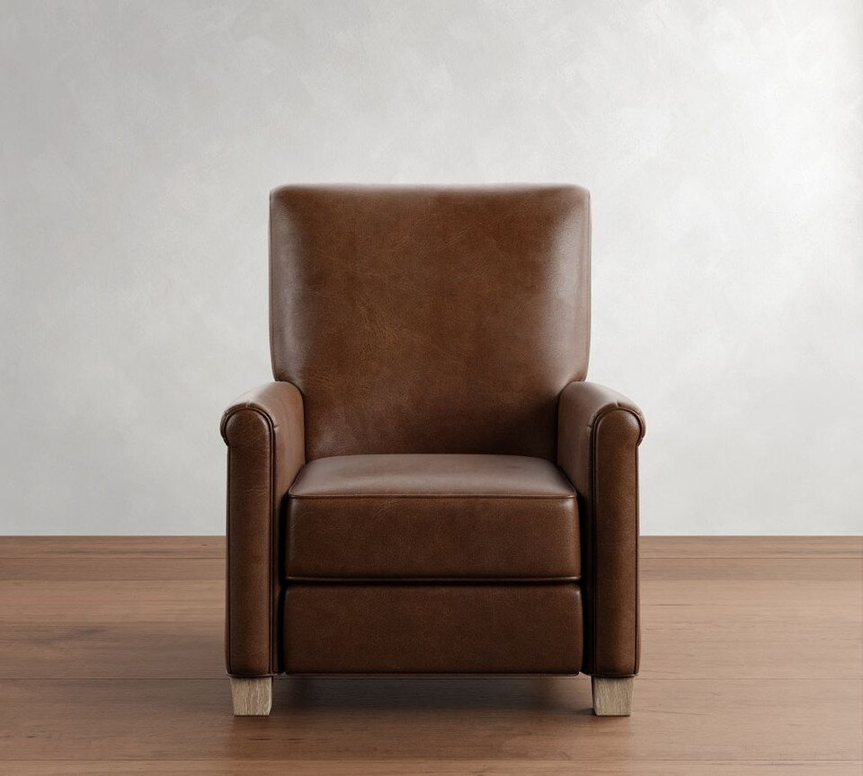 Irving Roll Arm Leather Recliner