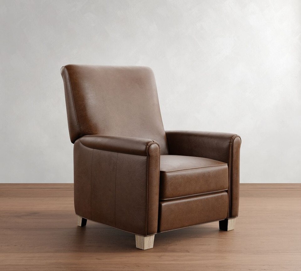 Irving Roll Arm Leather Recliner