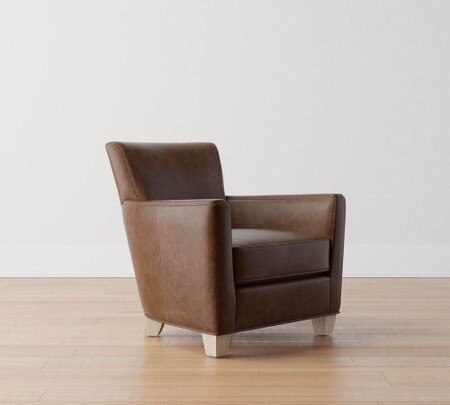 Irving Square Arm Leather Armchair Pottery Barn Australia - Main Image