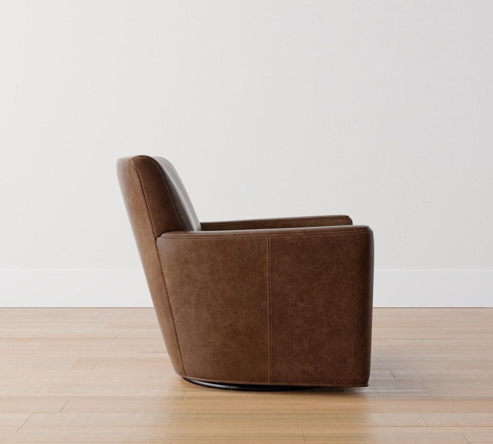 Irving Square Arm Leather Swivel Armchair (81 cm)