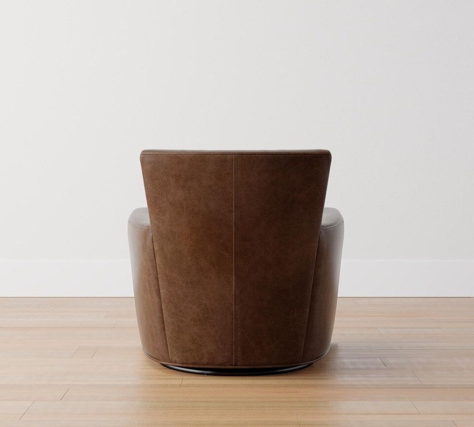 Irving Square Arm Leather Swivel Armchair (81 cm)