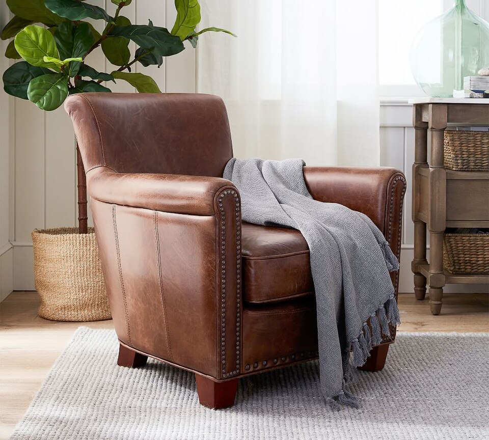 Irving Roll Arm Leather Armchair (81 cm)