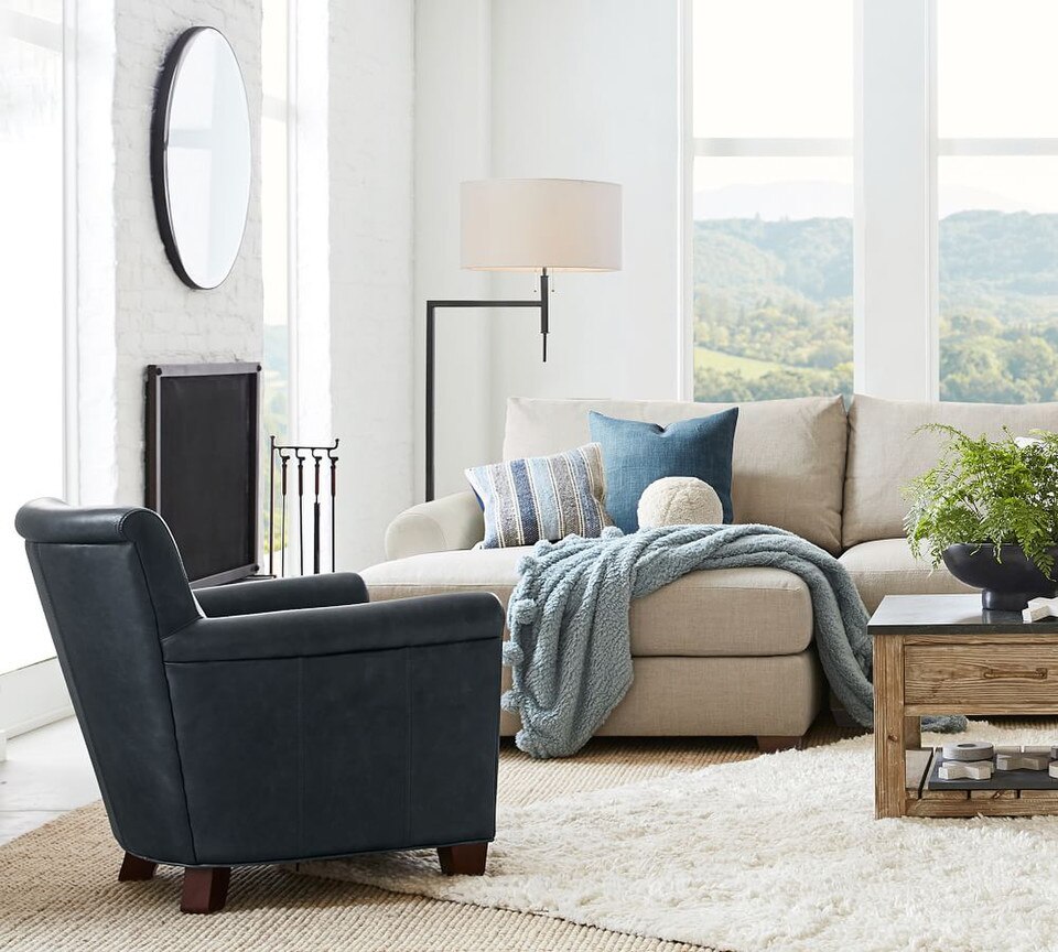 Irving Roll Arm Leather Armchair (81 cm)