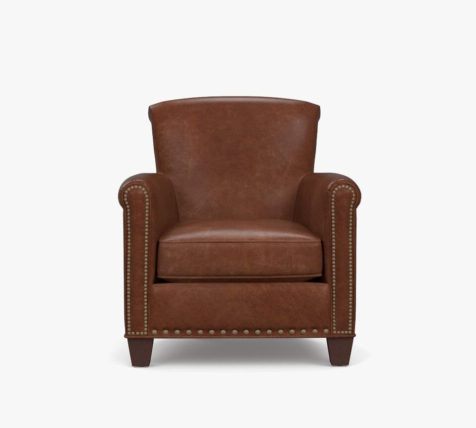 Irving Leather Armchair with Nailheads (81 cm)