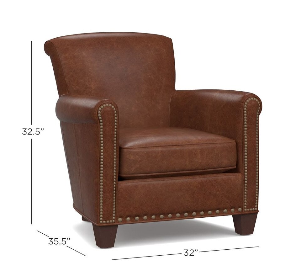 Irving Leather Armchair with Nailheads (81 cm)