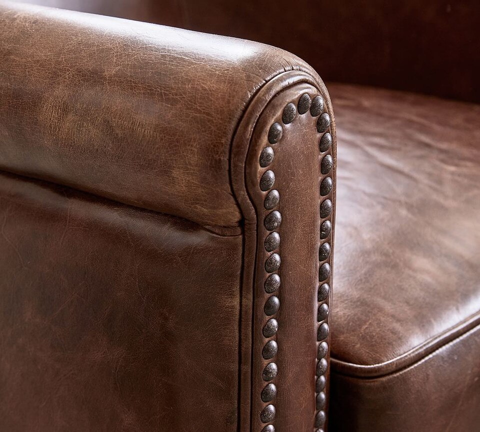 Irving Leather Armchair with Nailheads (81 cm)
