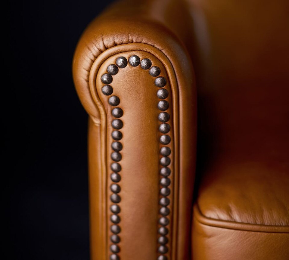 Irving Leather Armchair with Nailheads (81 cm)