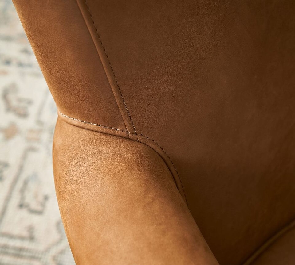 Irving Roll Arm Leather Swivel Armchair (81 cm)