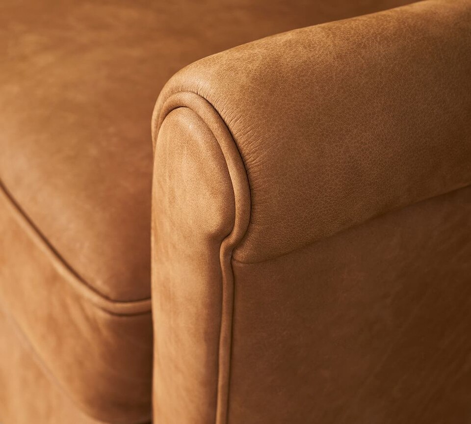 Irving Roll Arm Leather Swivel Armchair (81 cm)