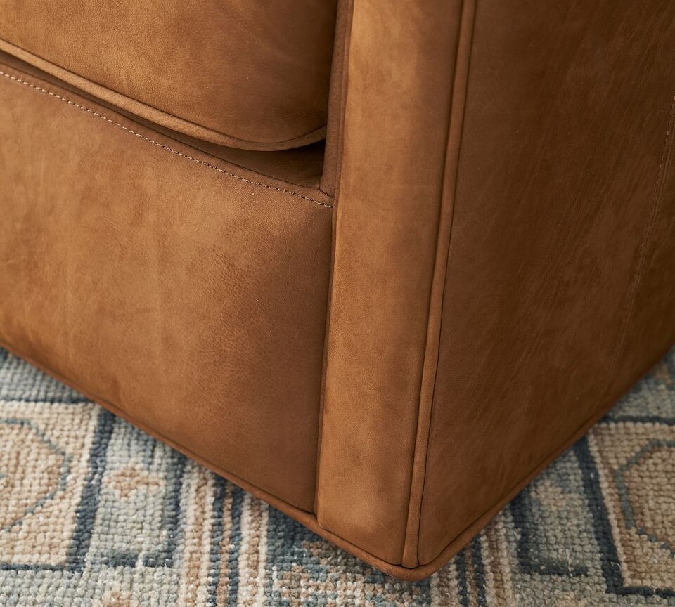 Irving Roll Arm Leather Swivel Armchair (81 cm)