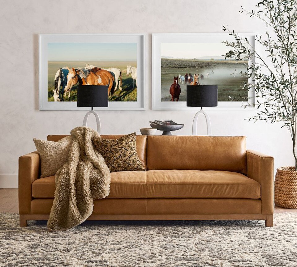 Jake Leather Sofa with Seadrift Wood Base