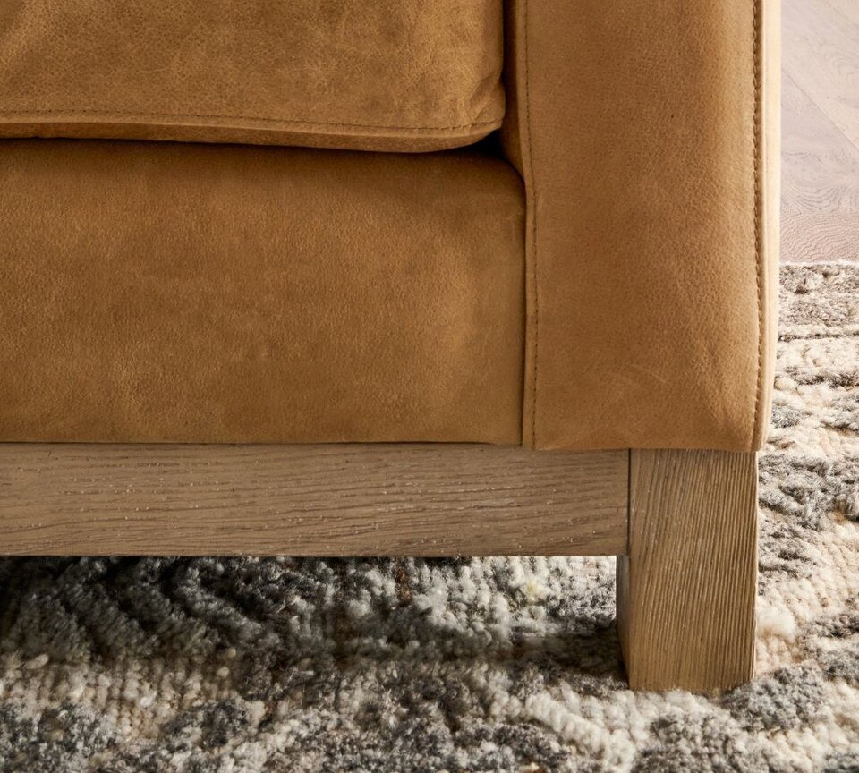 Jake Leather Sofa with Seadrift Wood Base