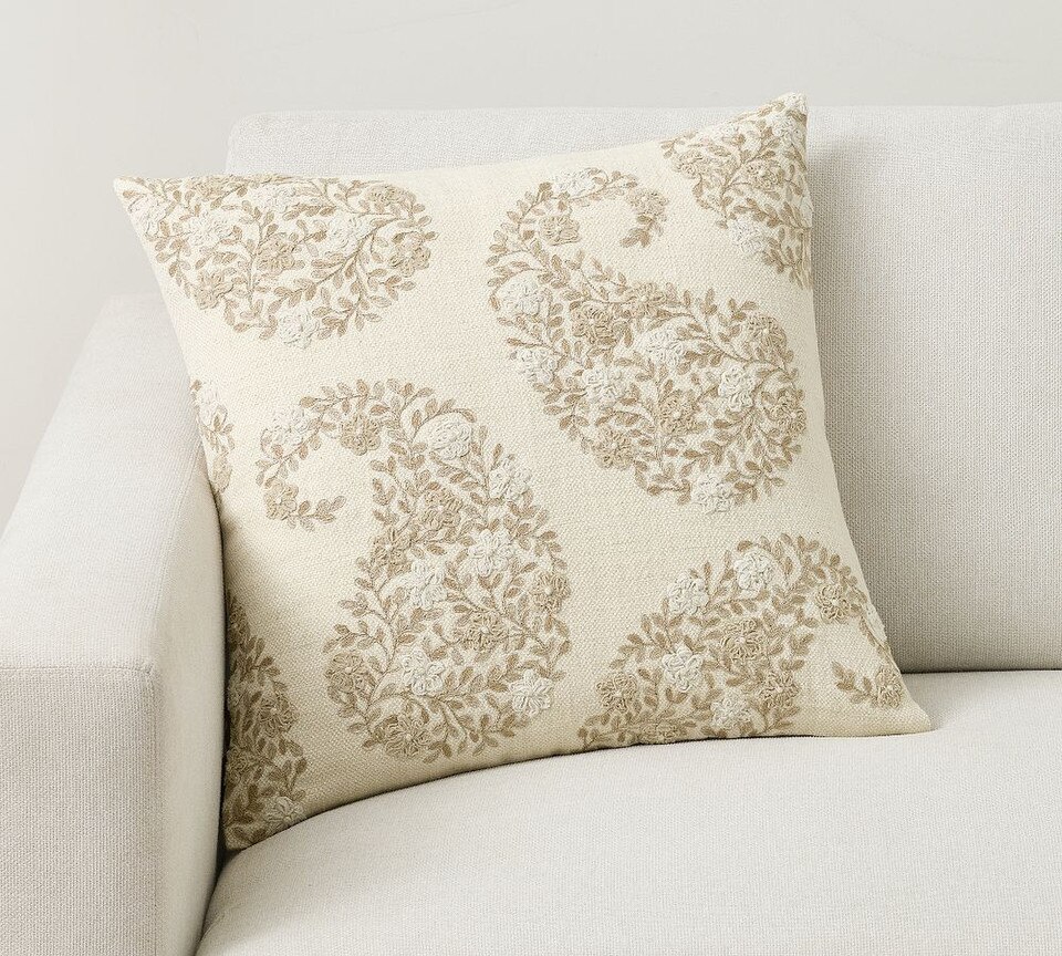 Jolyn Paisley Embroidered Cushion