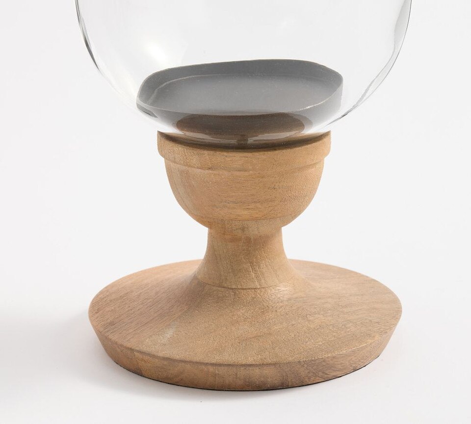 Kadence Turned Wood Hurricane Candle Holders